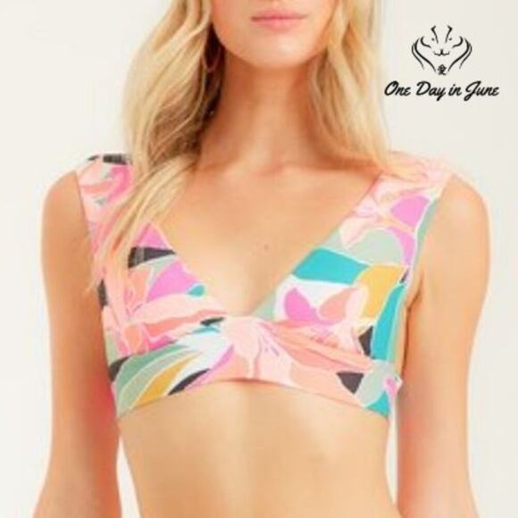 Billabong Wild Sun Plunge Bikini Top Size M - Picture 1 of 5
